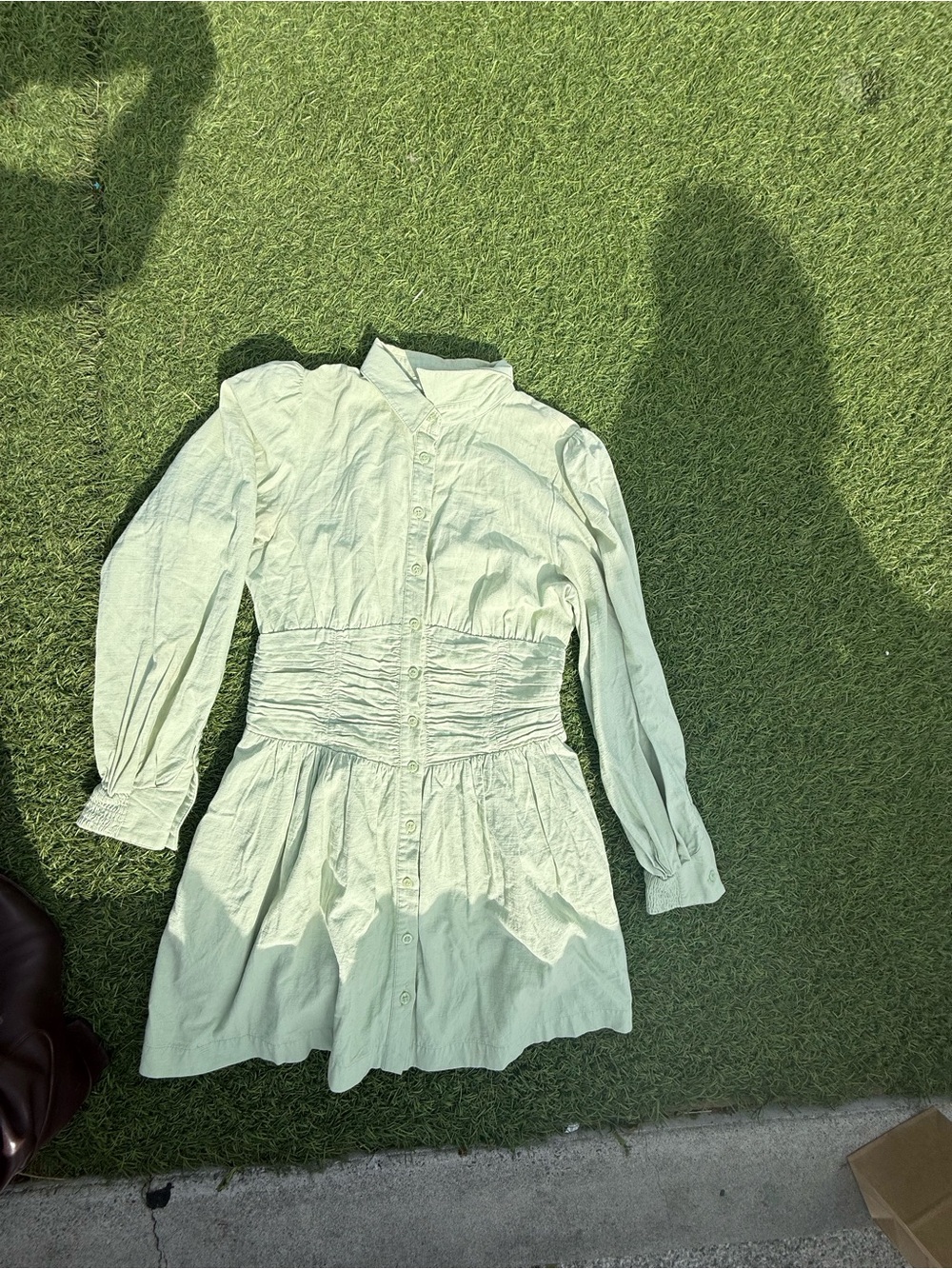 Australia made light green sovere cotton shirt dress pockets size 6